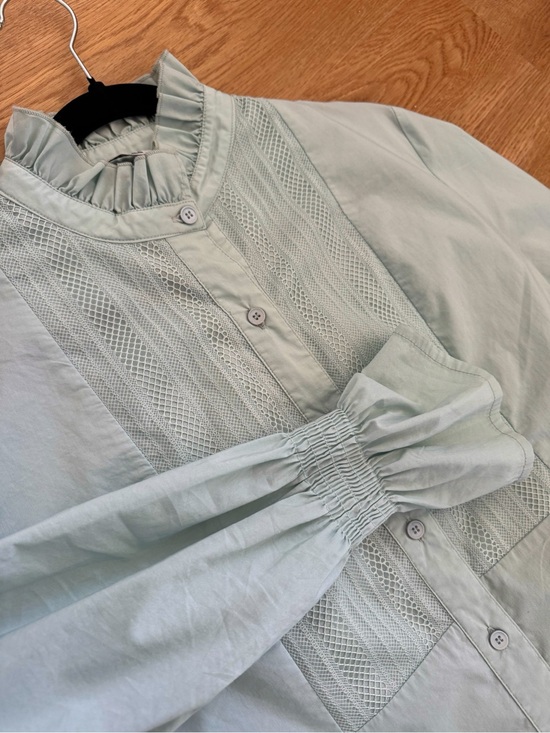 Tops - Light Sage Pintuck Button-Front Blouse